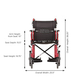 19 inch Transport Chair with 12″ Rear Wheels